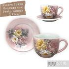 Kit 2 Consumê Jumbo Com Prato 500 Ml Caneca De Porcelana Xíca