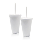Kit 2 Copos Com Tampa E Canudo Branco Acrílico
