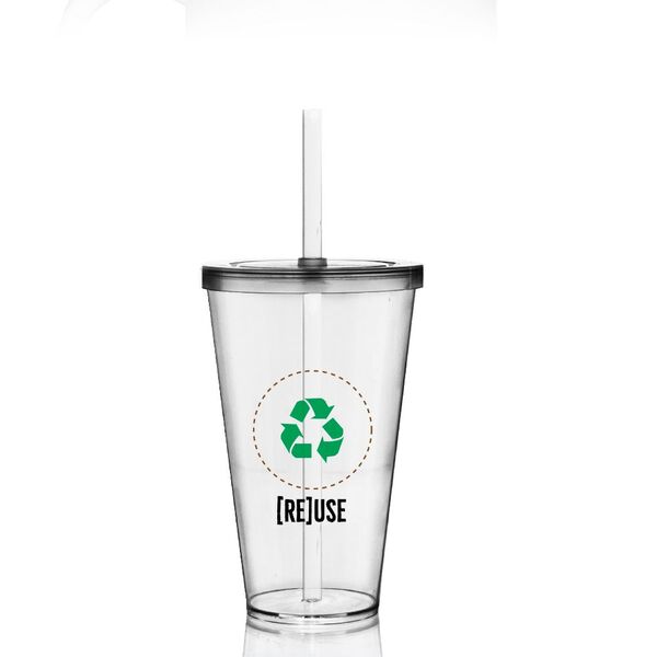 Kit 2 Copos Com Tampa E Canudo Eco Re Use