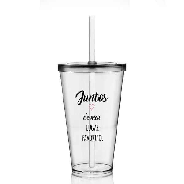 Kit 2 Copos Com Tampa E Canudo - Lugar Favorito - Para Dia Do