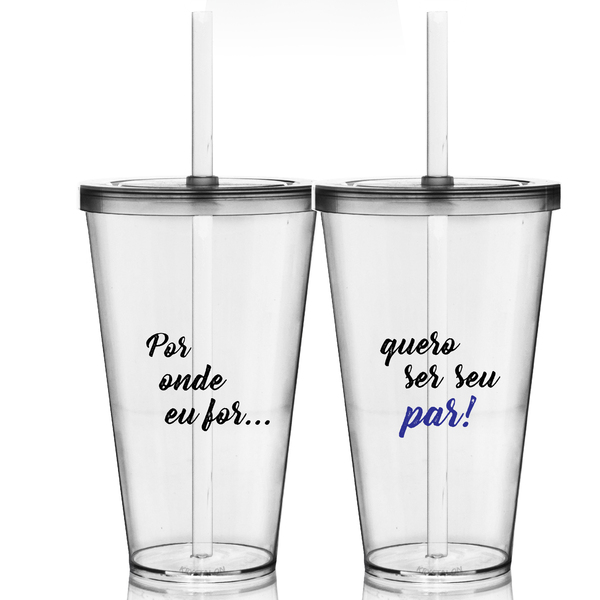 Kit 2 Copos Com Tampa E Canudo Personalizados Dia Dos Namorad