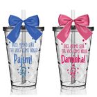 Kit 2 Copos Convite Com Laço Personalizados Para Pajem E Dami