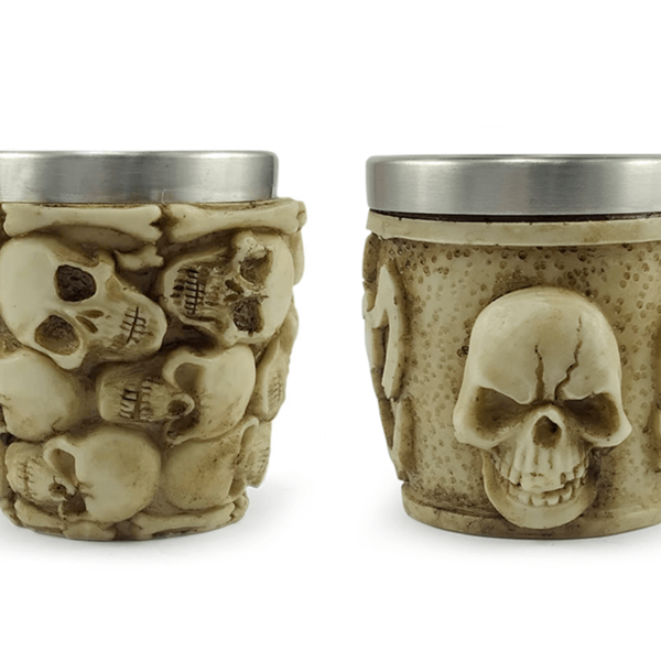 Kit 2 Copos Shot Dose Em Aço Inox Resina Colecionável Decorat