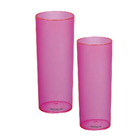 Kit 2 Copos Tubo Rosa Neon 300 Ml Acrílico Ps