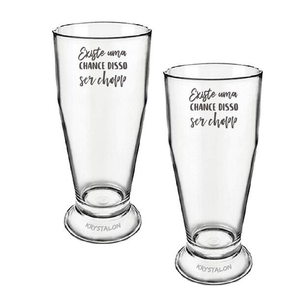 Kit 2 Copos Tulipa Cerveja Acrílico Personalizado - Chance De