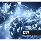 Kit 2 Cordão 100 Led Fixo Branco Frio Fio Transparente 127v