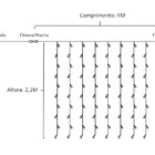 Kit 2 Cortinas 500 Leds Fixa 4m Morno C/ Fio Branco 220v