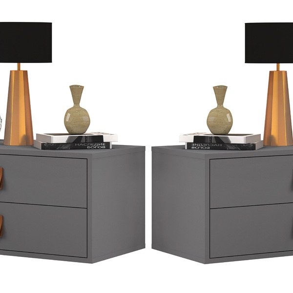 Kit 2 Criado Suspenso Unic 60cm, Cor Cinza