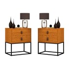 Kit 2 Criados Unic 45cm Com Pés De Ferro Preto Naturale