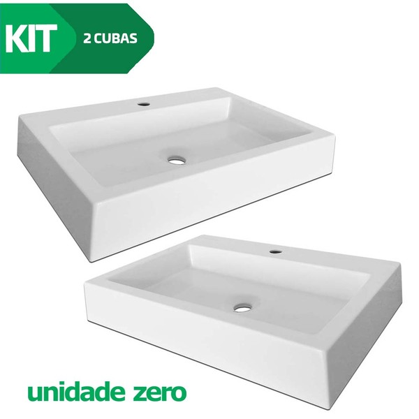 Kit 2 Cubas De Apoio Banheiro Sobrepor Retangular Rubi