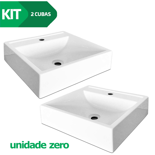 Kit 2 Cubas De Apoio Para Banheiro Pia Sobrepor 40x37cm Ônix