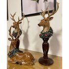 Kit 2 Decoração Enfeite Cabeça De Cervo De Resina Com Guirlan