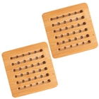 Kit 2 Descansos De Panela Quadrado De Bambu Apoio De Travessa