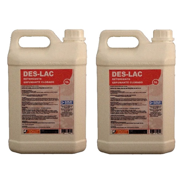 Kit 2 Detergente Espumante Clorado Deslac Concentrado 5l
