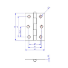 Kit 2 Dobradiça Zincada Porta / Janela Pino Solto Real 2,5"