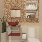 Kit 2 Em 1 Gabinete C/cuba Redonda+torneira Vermelho Cereja