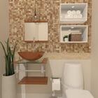 Kit 2 Em 1 Gabinete De Vidro C/cuba Redonda+torneira Dourado