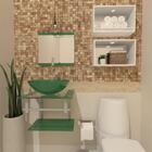 Kit 2 Em 1 Gabinete De Vidro C/cuba Redonda+torneira Verde