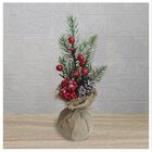 Kit 2 Enfeite De Mesa Natal Berry Vermelhos E Saco De Juta 28