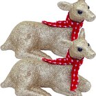Kit 2 Enfeite Decorativo Natalino Cervo Gliter Dourado Natal