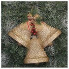 Kit 2 Enfeite Pendente Decoração Natalina Sino Dourado 30cm