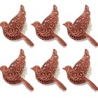 Kit 2 Enfeite Pendente Natal Passarinho Vazado Bronze 11cm