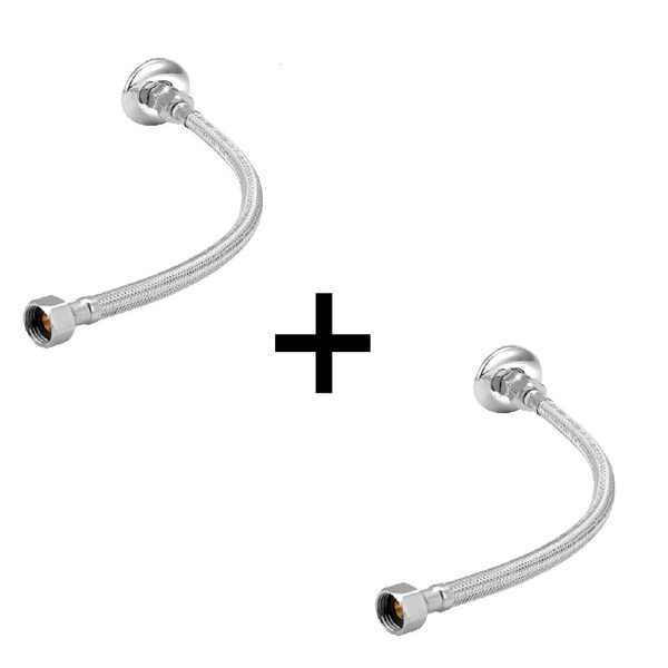 Kit 2 Engates Mangueira Flexível Trançado Aço Inox 40cm Par D