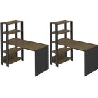 Kit 2 Escrivaninhas Com Estante 4 Prateleiras 120cm Match Pin