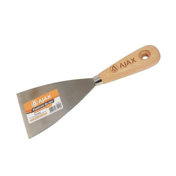 Kit 2 Espátula De Aço 3" Com Cabo Madeira - Ajax