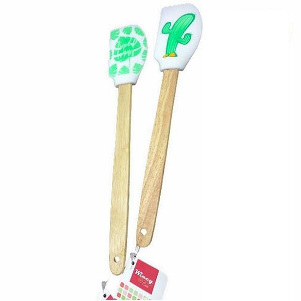 Kit 2 Espátulas Silicone Bambu Cacto Wincy Decorativas