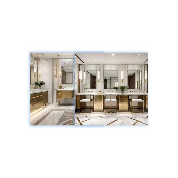 Kit 2 Espelho Quadrado Com Led 60x60 Cm Luxo Frio