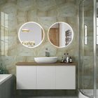 Kit 2 Espelho Redondo Com Led Sem Fio 40x40 Lapidado Frio