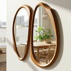 Kit 2 Espelhos Orgânicos Moldura Amadeirada Mdf Specchio Cina