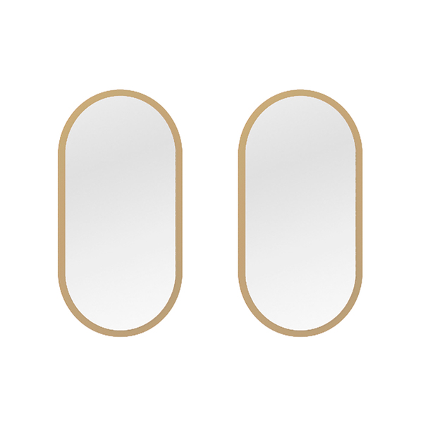 Kit 2 Espelhos Ovais Para Banheiro 90x45 - Dourado
