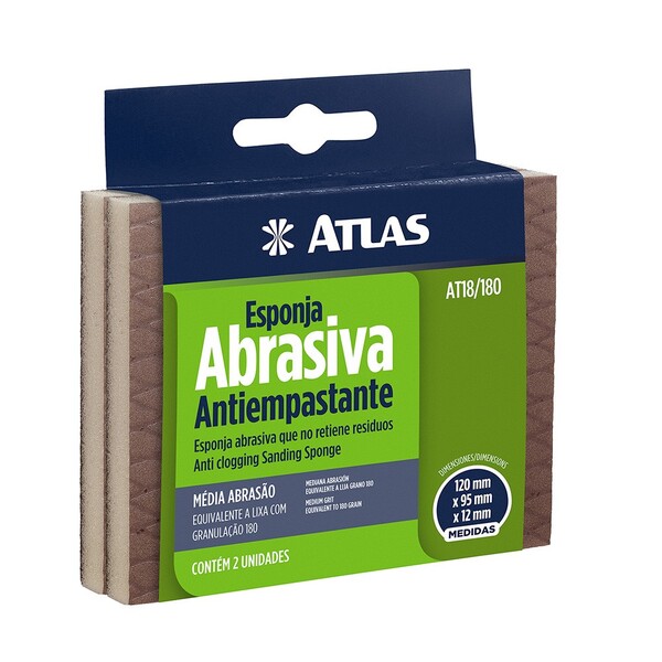 Kit 2 Esponja Lixa Abrasiva 12x9,5cm Atlas