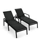 Kit 2 Espreguiçadeira Piscina Alumínio Preto Tela Preto