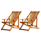 Kit 2 Espreguiçadeira Preguiçosa Dobrável Mel Cb-listrado Lar