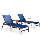 Kit 2 Espreguiçadeiras De Alumínio Em Tela Sling + 1 Mesinha