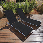Kit 2 Espreguiçadeiras Desmontável Elegance Reclinável Preto