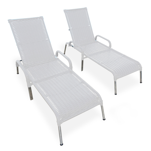Kit 2 Espreguiçadeiras Em Alumínio Para Piscina Madrid Branco