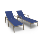 Kit 2 Espreguiçadeiras Piscina Alumínio Fendi Tela Azul