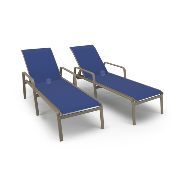Kit 2 Espreguiçadeiras Piscina Alumínio Fendi Tela Azul