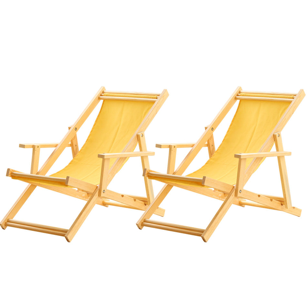 Kit 2 Espreguiçadeiras Preguiçosa Dobrável C/b-amarelo