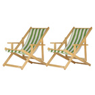 Kit 2 Espreguiçadeiras Preguiçosa Dobrável C/b-l Verde/branco