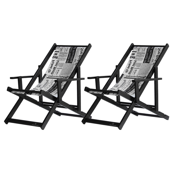 Kit 2 Espreguiçadeiras Preguiçosa Dobrável Envernizada Black