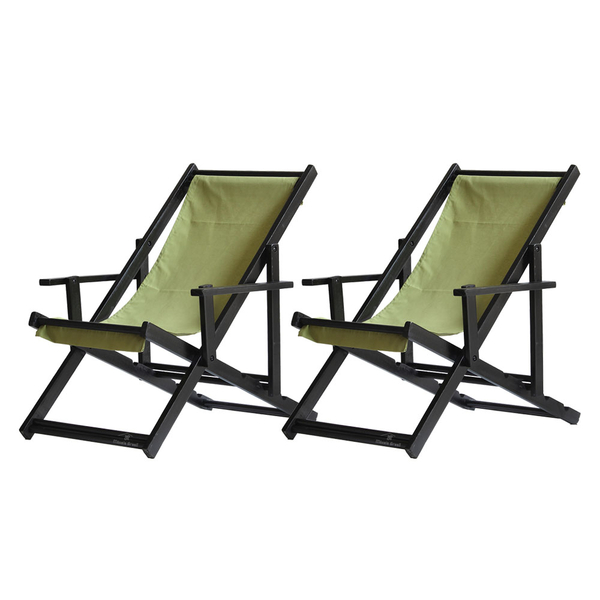 Kit 2 Espreguiçadeiras Preguiçosa Dobrável Envernizada Black