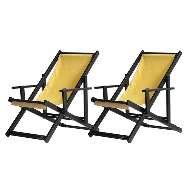 Kit 2 Espreguiçadeiras Preguiçosa Dobrável Envernizada Black