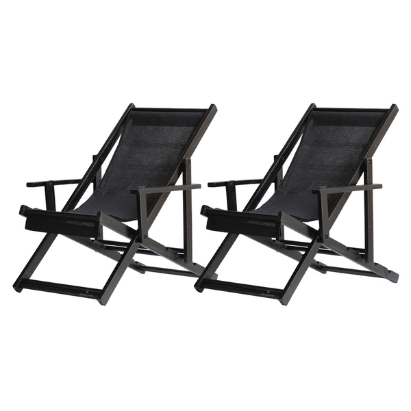 Kit 2 Espreguiçadeiras Preguiçosa Dobrável Envernizada Black