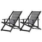 Kit 2 Espreguiçadeiras Preguiçosa Dobrável Envernizada Black