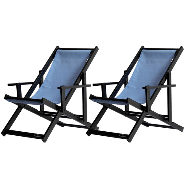 Kit 2 Espreguiçadeiras Preguiçosa Dobrável Envernizada Black